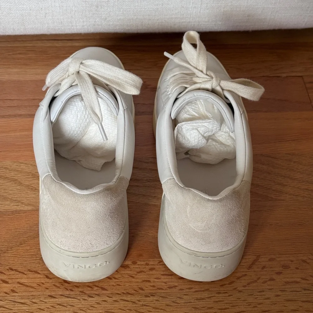 Vince Benfield Offwhite Leather‎ Platform Sneakers Size 6.5
